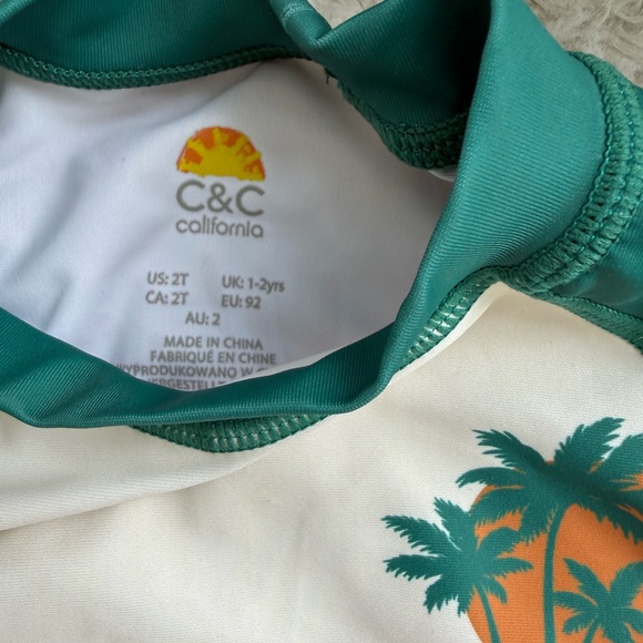 C&C California Green and White Kids Rashguard Set - Picture 4 of 6